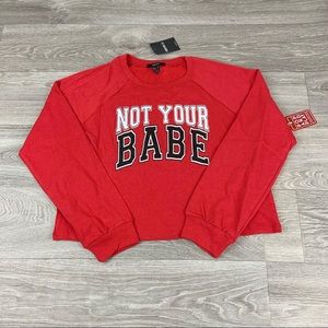 red Not your babe croptop sweater